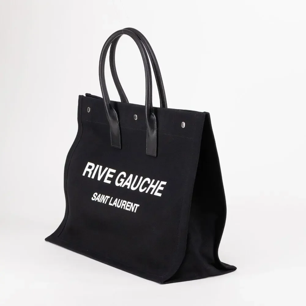 Saint Laurent Rive Gauche Canvas Tote Black&White